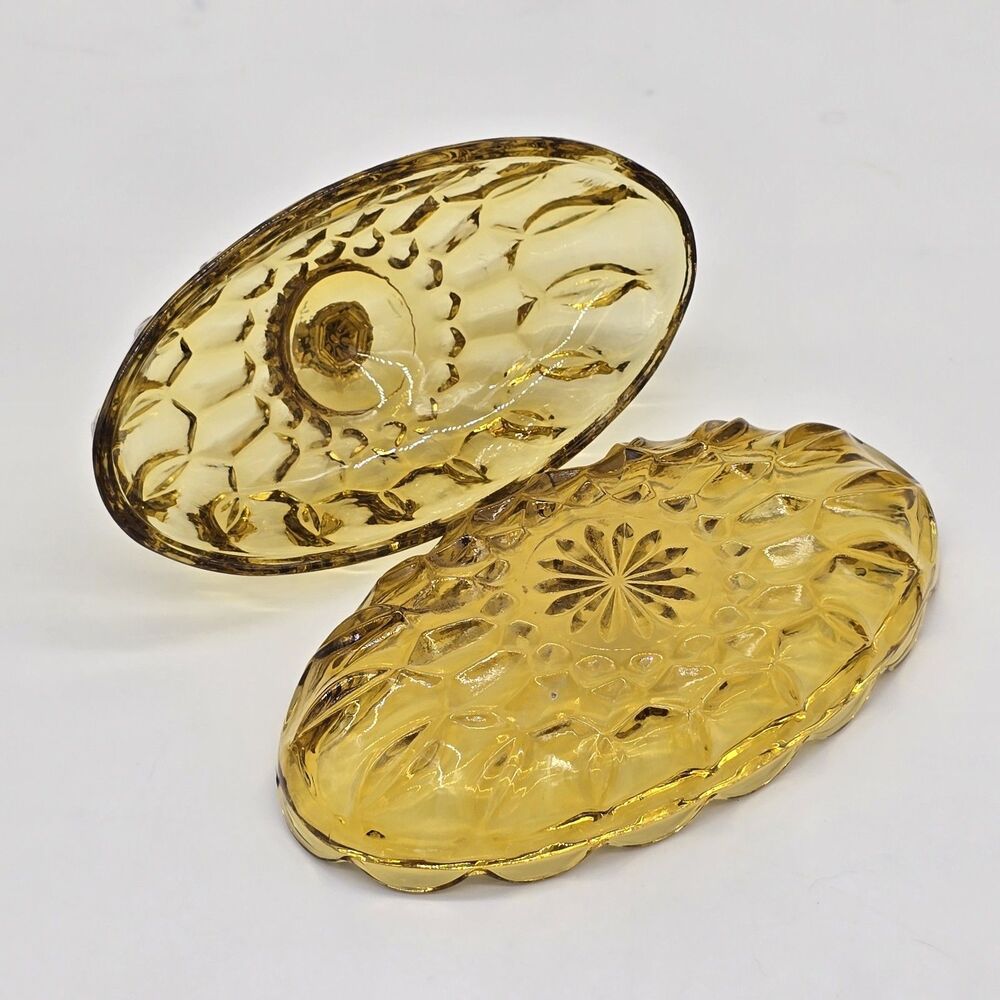 Vintage 1970s Anchor Hocking Fairfield Amber Glass 1/4 Pound Covered Butter Dish - Picture 3 of 4